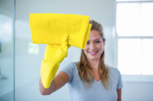 Close-up of carpet fiber cleaning process