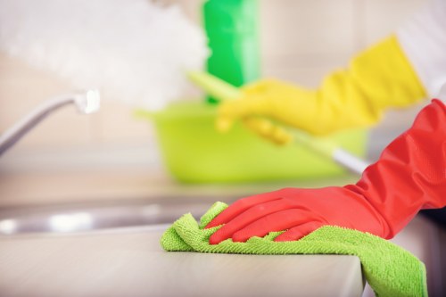 A trained carpet cleaning technician inspecting a carpet before treatment
